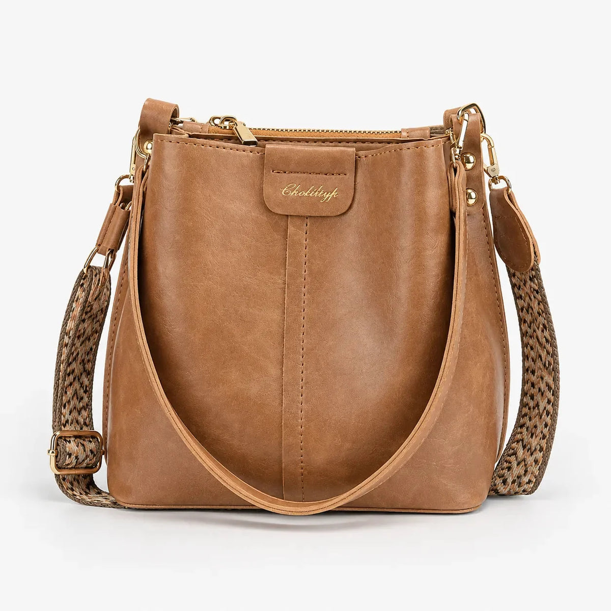 Women's Bucket Shoulder Bag | Two Straps & Vintage Finish 12