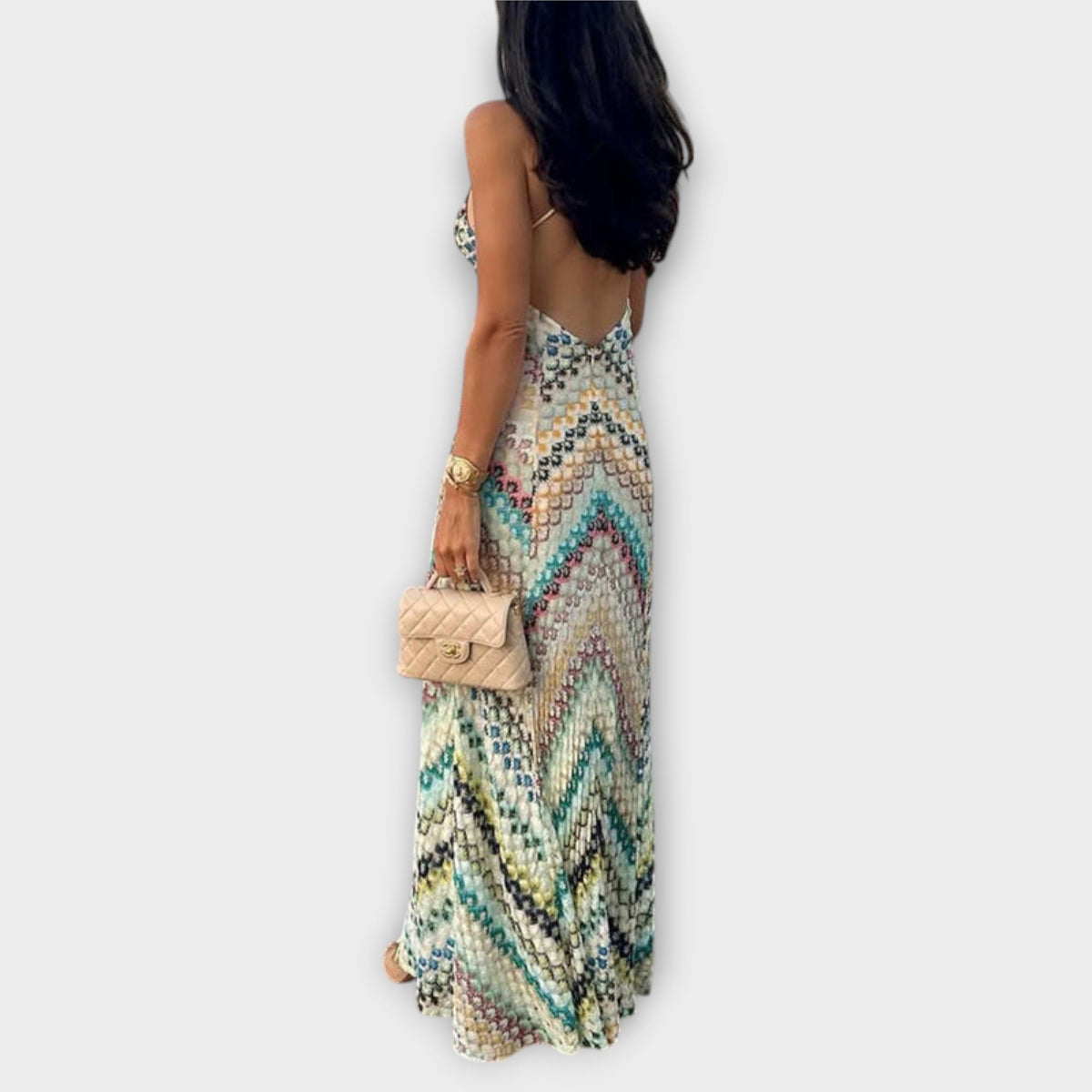 Vibrant Herringbone Maxi Dress for Any Occasion