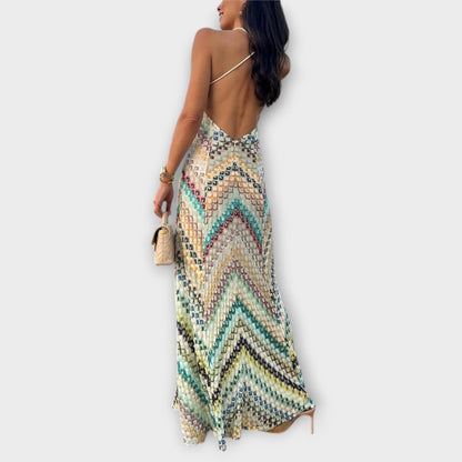 Vibrant Herringbone Maxi Dress for Any Occasion