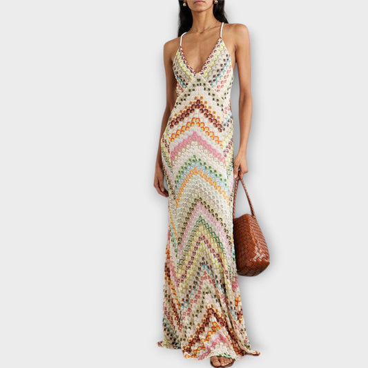 Vibrant Herringbone Maxi Dress for Any Occasion