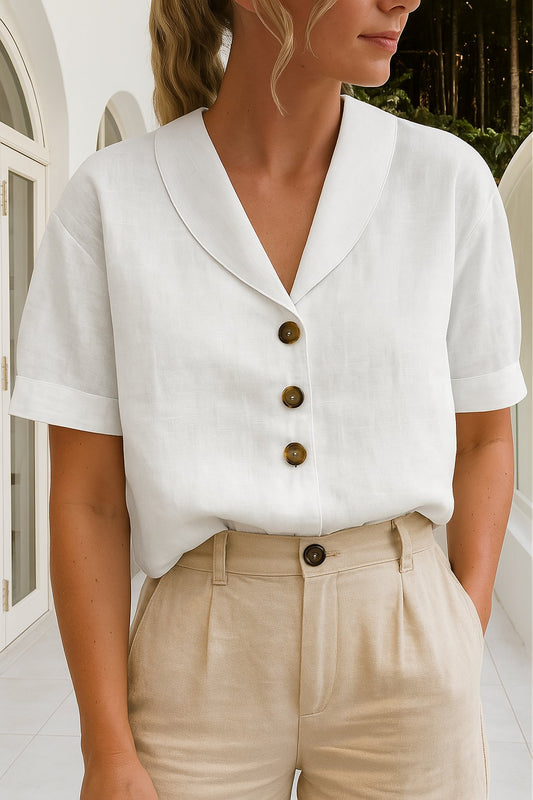 Women's Blouse | Shawl Collar Button Front
