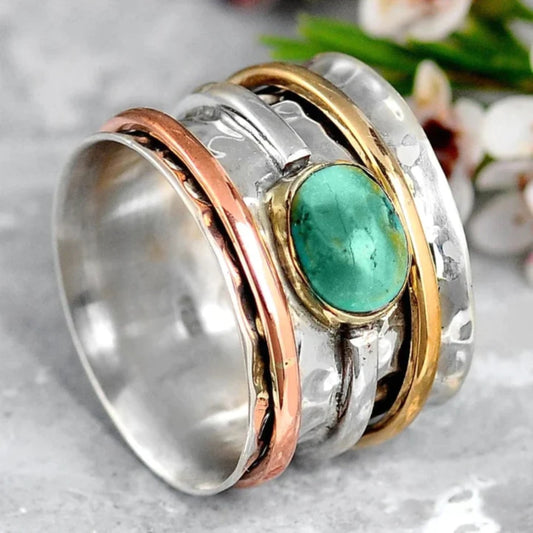 Vintage Gold & Silver Turquoise Ring for Chic Events