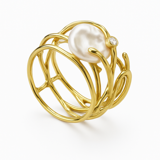 Vintage Pearl-Embellished Gold Ring for Stylish Occasions