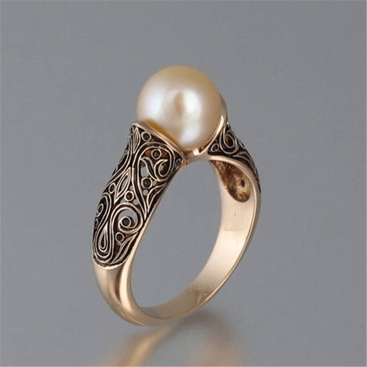 Vintage Pearl Gold Fashion Ring for Special Occasions