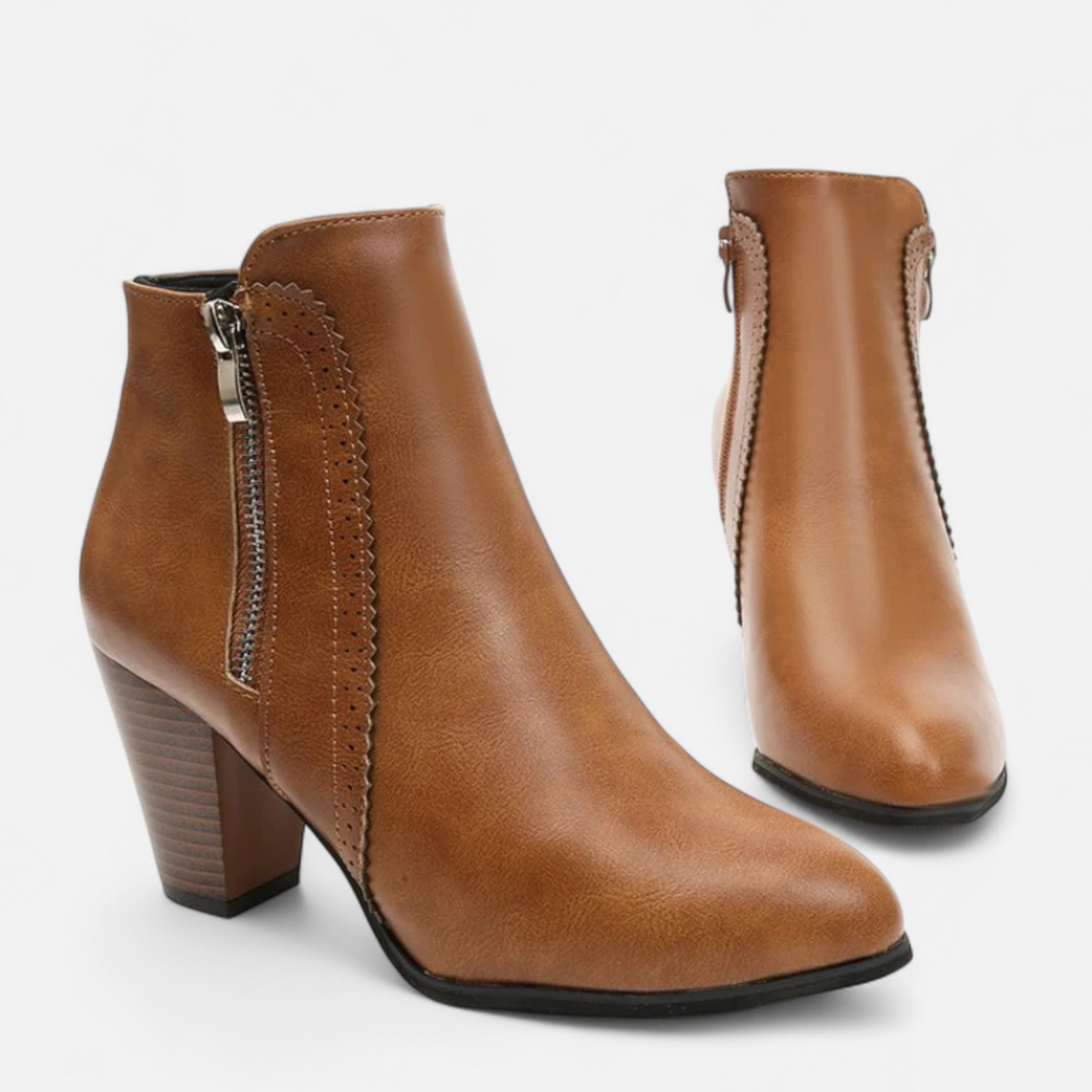Women's Block Heel Ankle Boots Side Zip Non Slip Sole 3