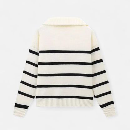 Women's Striped Polo Sweater | Half-Zip & Lightweight Comfort 3