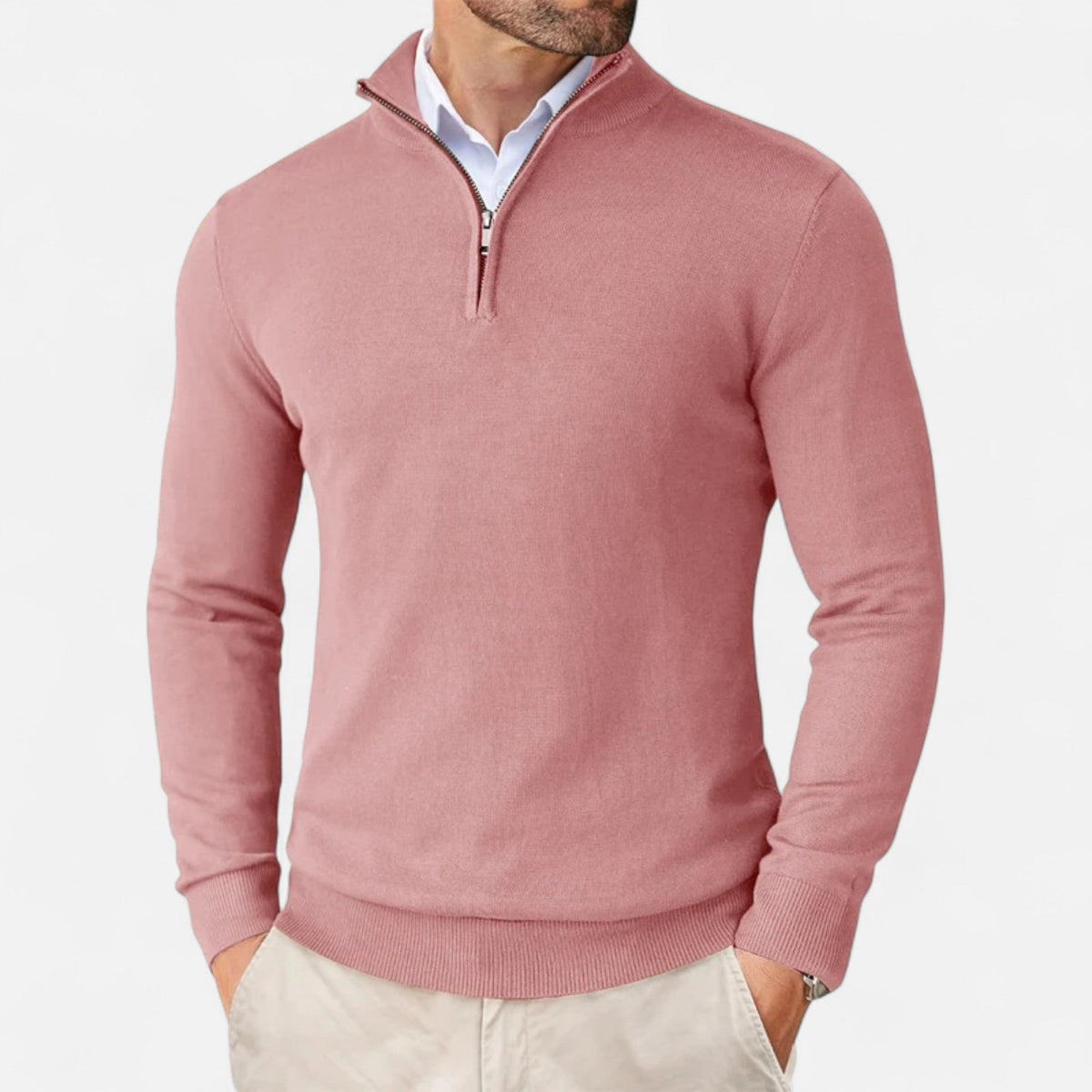 Men's Zip Up Jumper Slim Fit Lightweight Knit Sweater 9