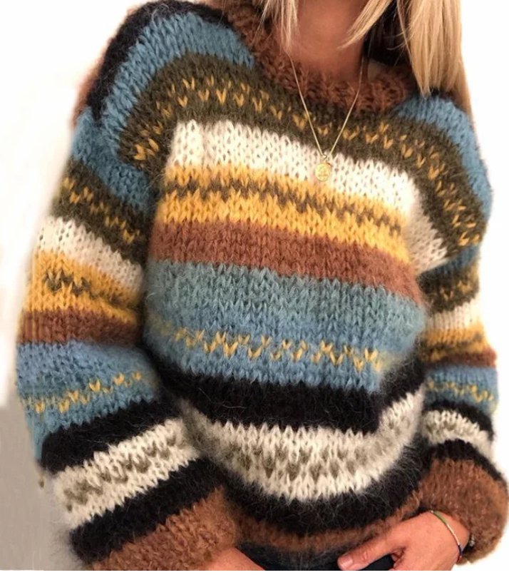 Women's Relaxed Fit Knit Jumper Long Sleeve Sweater 1