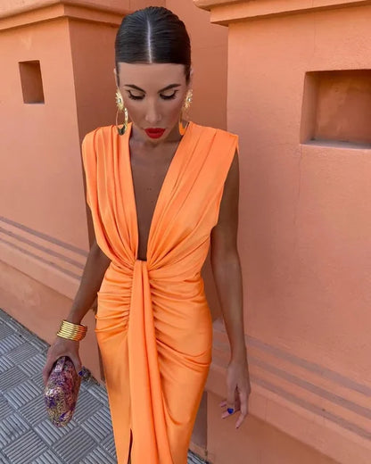 Wedding Guest Dress with Pleats