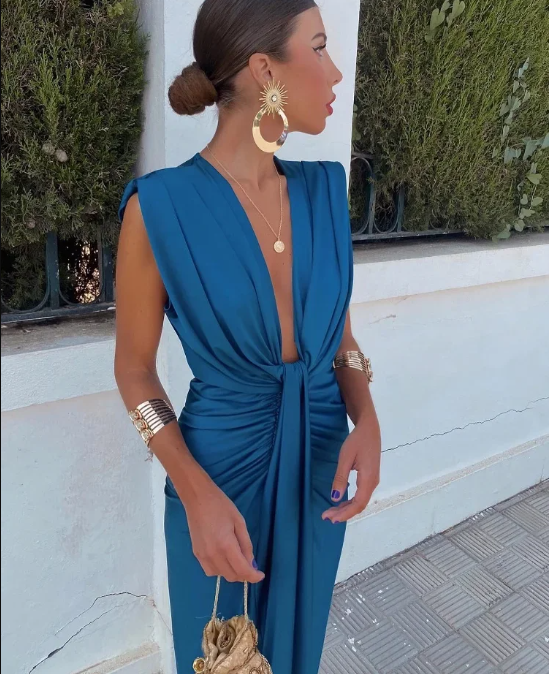 Wedding Guest Dress with Pleats