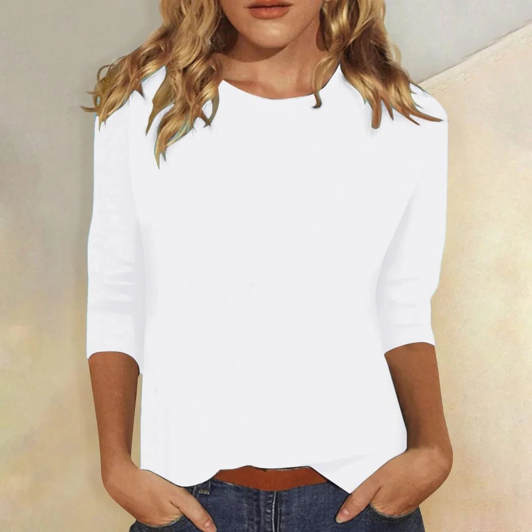 Willow | Women's Crew Neck Top 3/4 Sleeve Relaxed Fit Casual 1