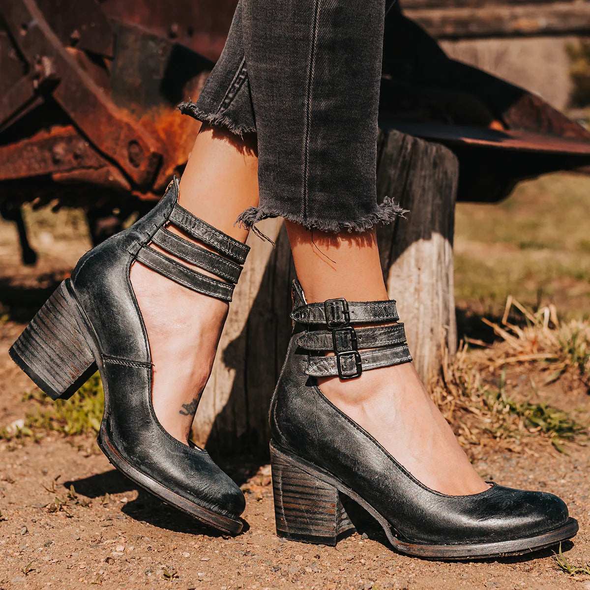 Women Block Heel Shoes | Ankle Strap & Stylish Support