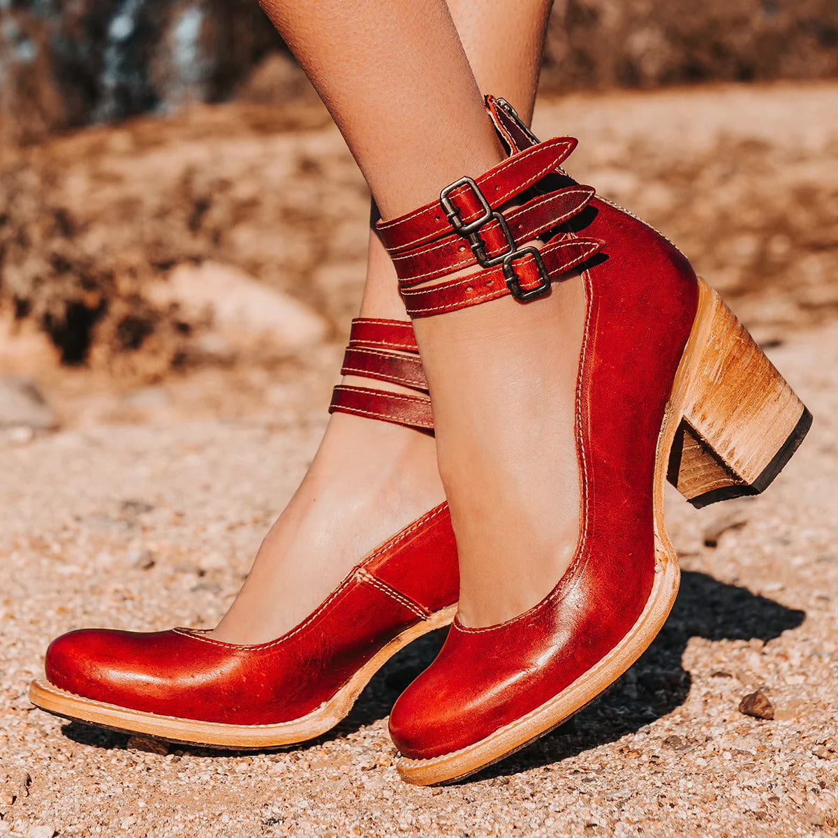 Women Block Heel Shoes | Ankle Strap & Stylish Support