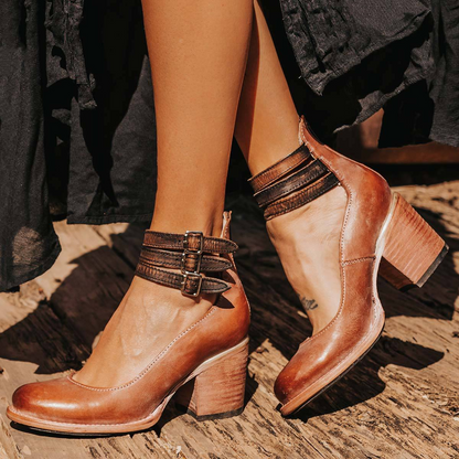 Women Block Heel Shoes | Ankle Strap & Stylish Support