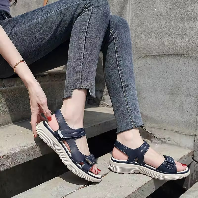 Stylish Women’s Platform Sandals with Velcro Ankle Strap for Summer Events
