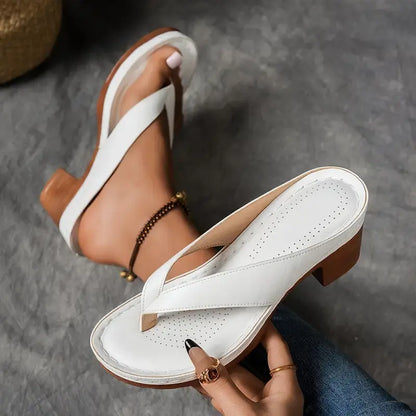 Women’s Block Heel Thong Sandals for Summer Outings