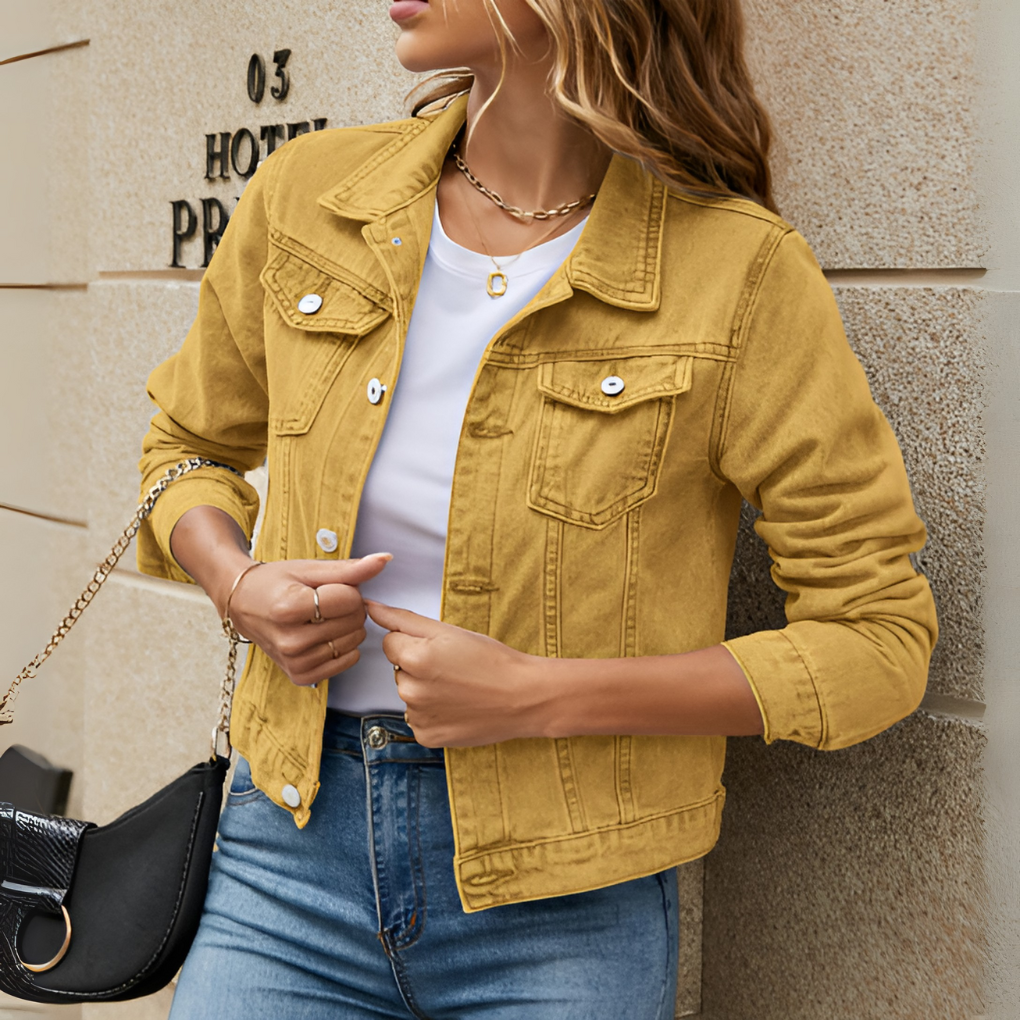 Women Classic Button Down Denim Jacket 4