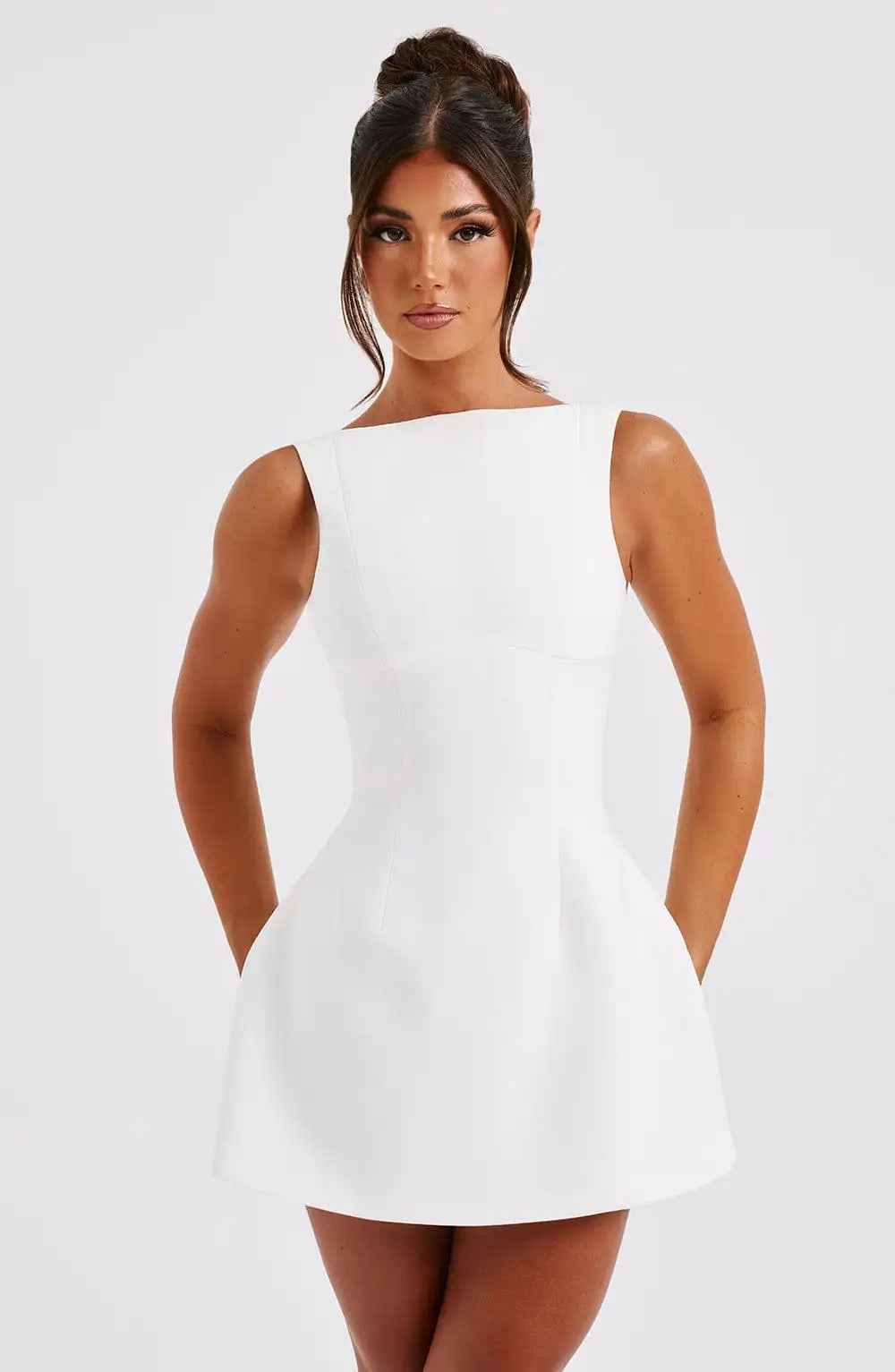 Women's A-Line Mini Dress – Boat Neck – Sleeveless – Elegant Semi-Formal Style 1