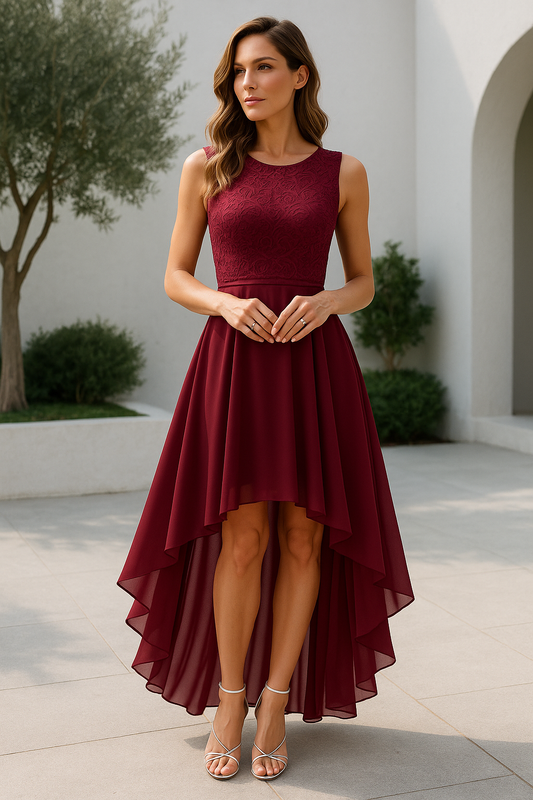 Women's Evening Dress | High-Low Hem & Flowing Skirt
