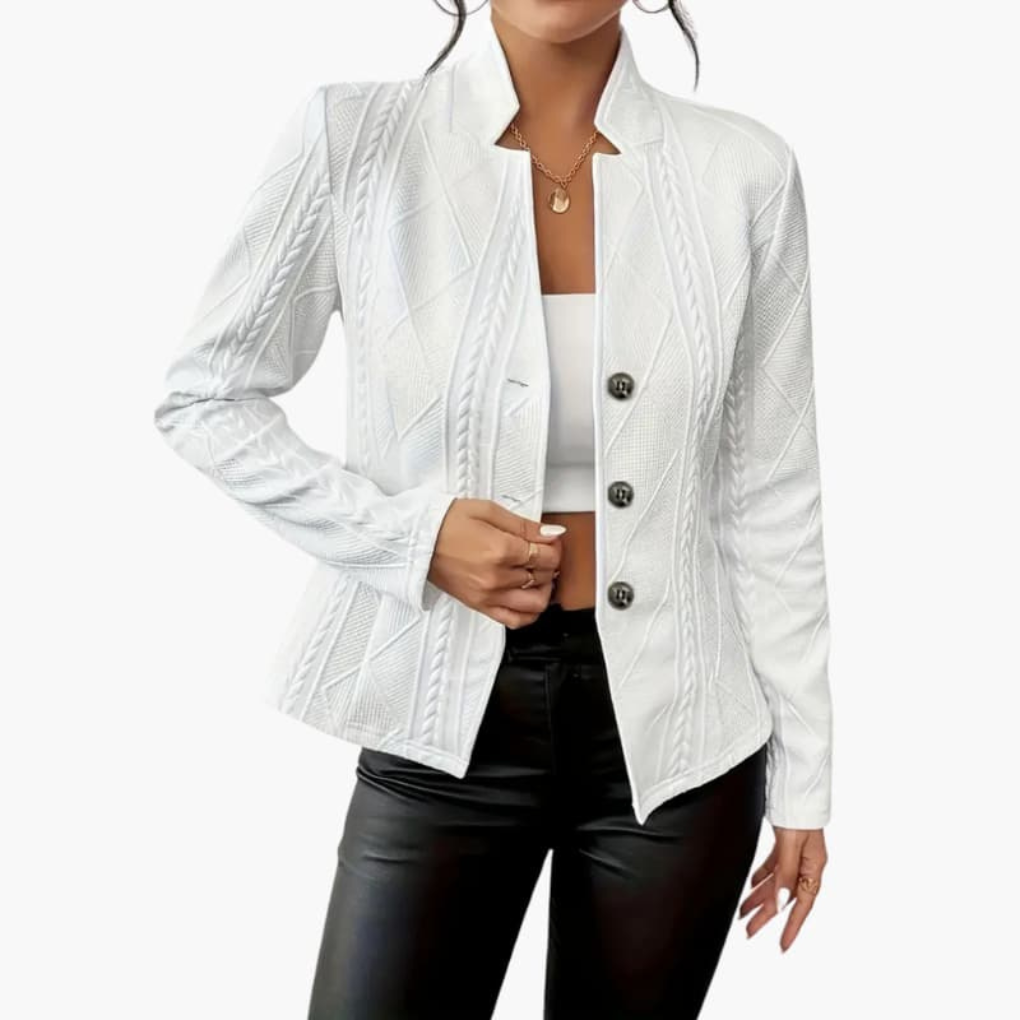 Women’s Blazer with Lapel Collar and Button Closure 0