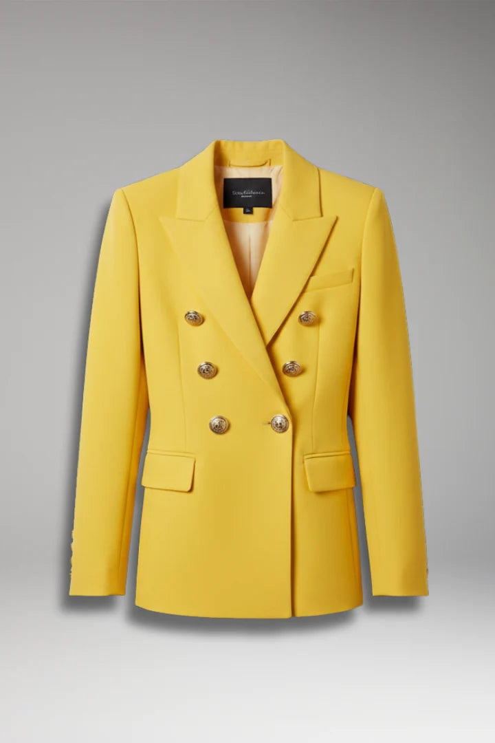 Women's Blazer with Overlapping Front Panel and Button Details 1