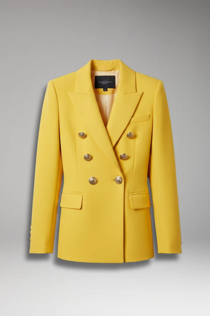 Women's Blazer with Overlapping Front Panel and Button Details 1
