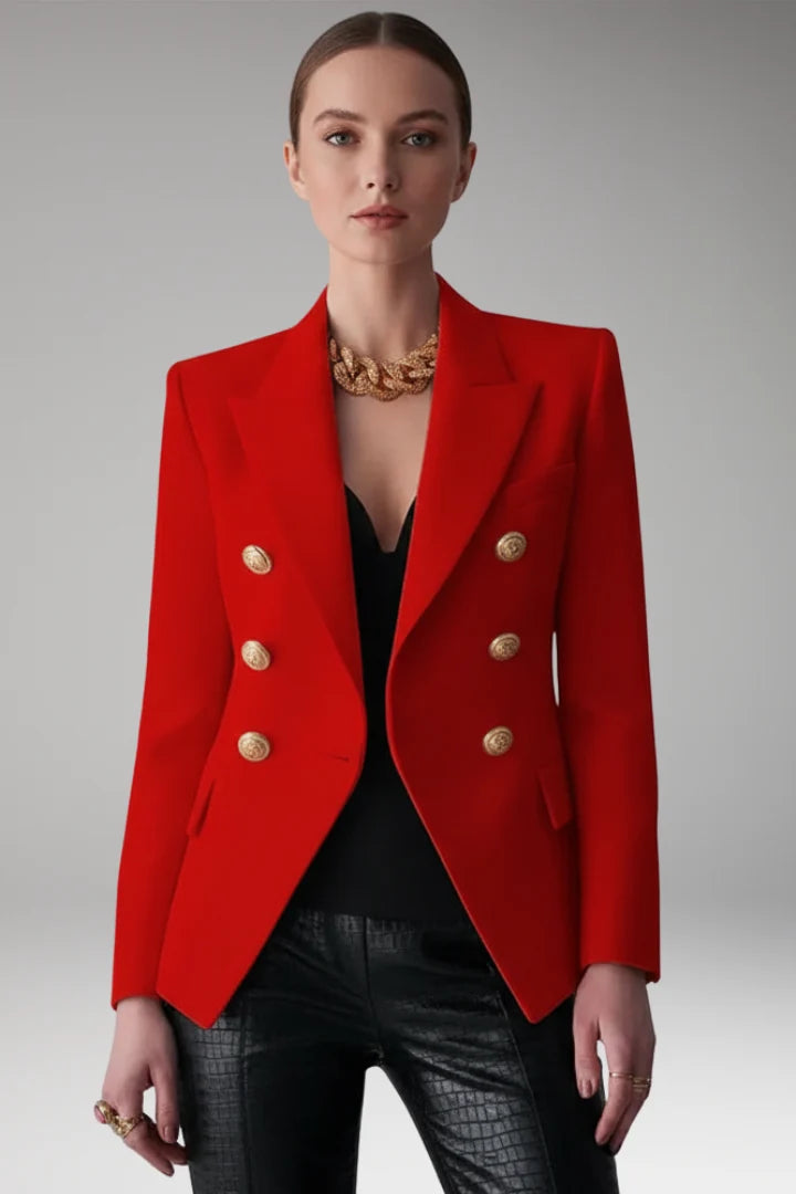 Women's Blazer with Overlapping Front Panel and Button Details 6