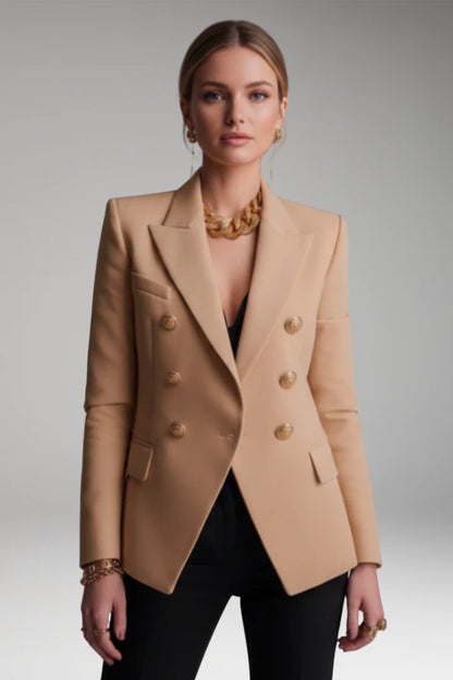 Women's Blazer with Overlapping Front Panel and Button Details 9