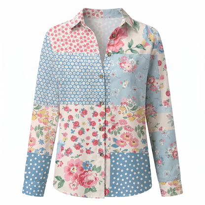 Women's Blouse | Abstract Print Split Neck 5