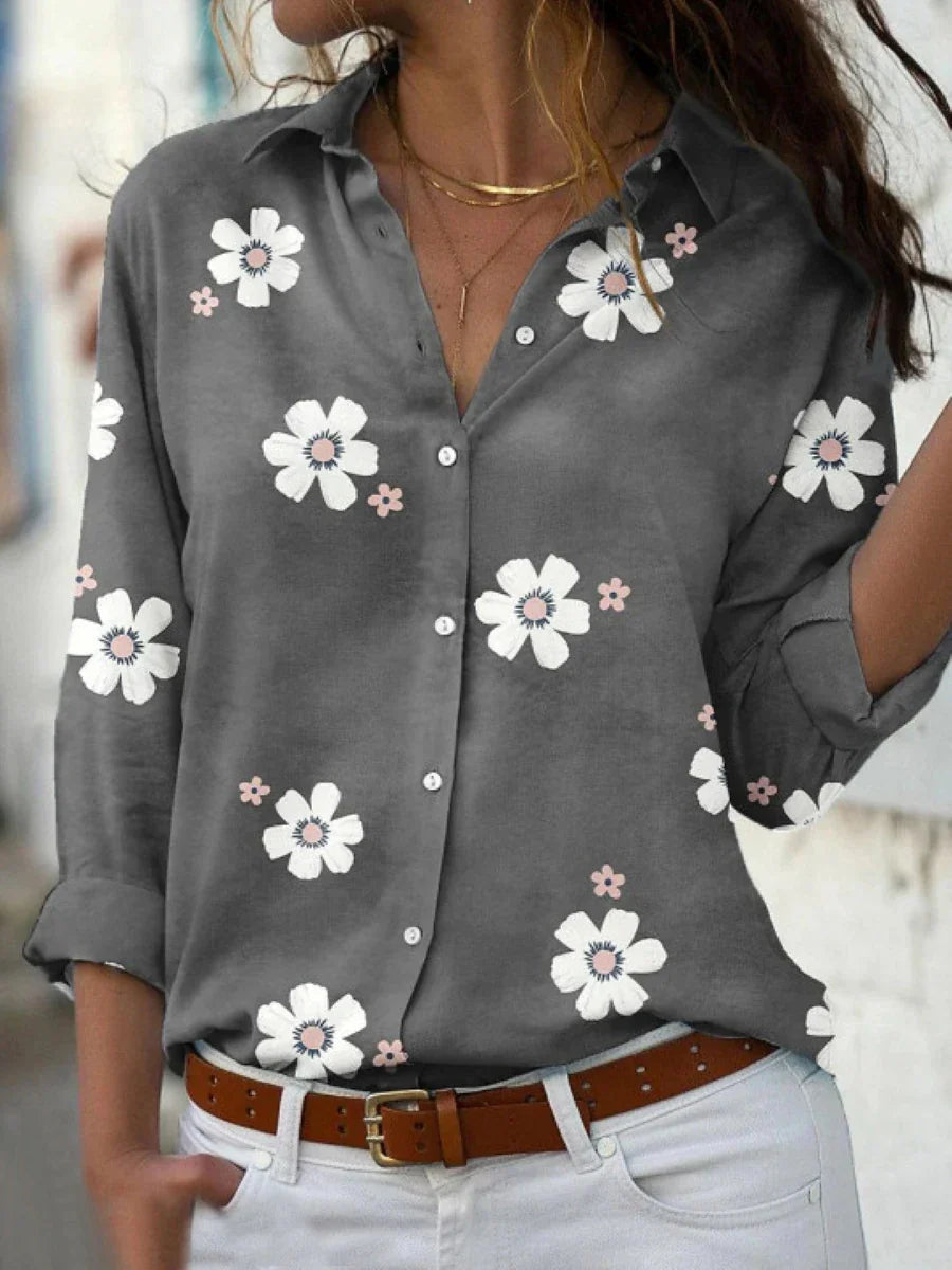 Women's Blouse | Floral Print Button Front 1