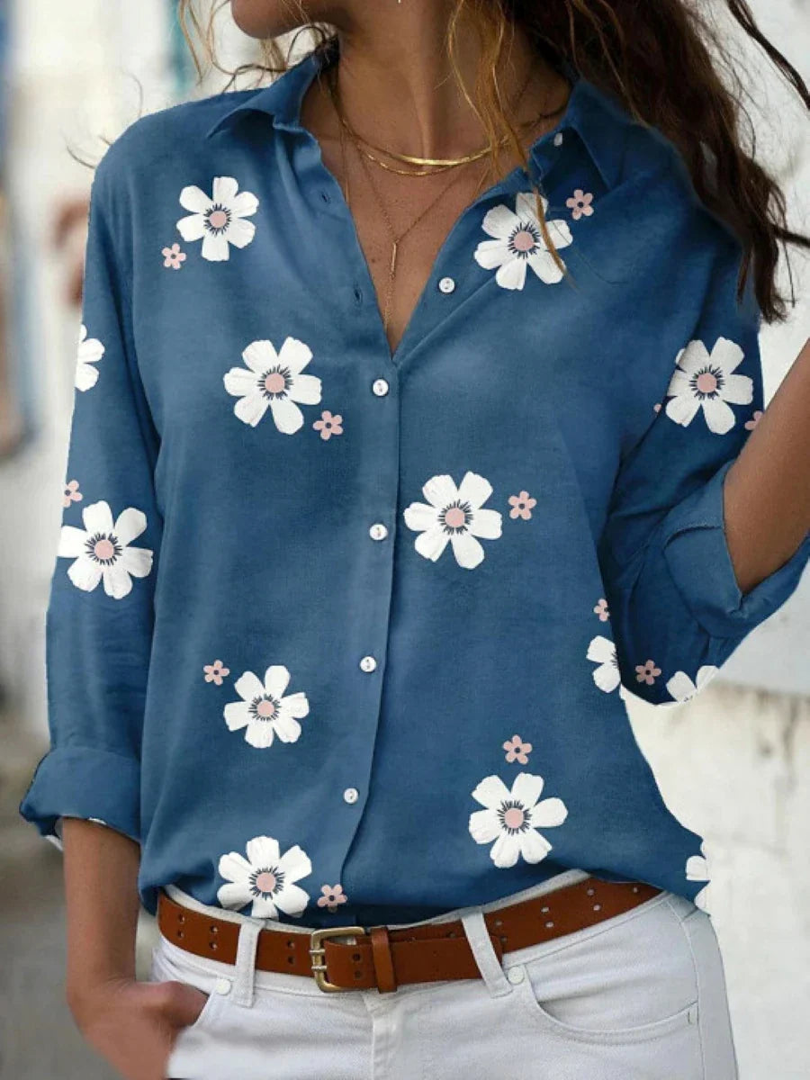 Women's Blouse | Floral Print Button Front 2