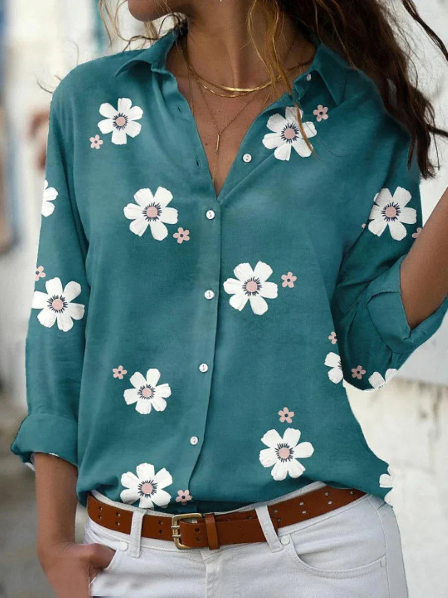 Women's Blouse | Floral Print Button Front 3