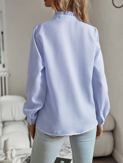 Women’s Blouse | Ruffle Front Button 1
