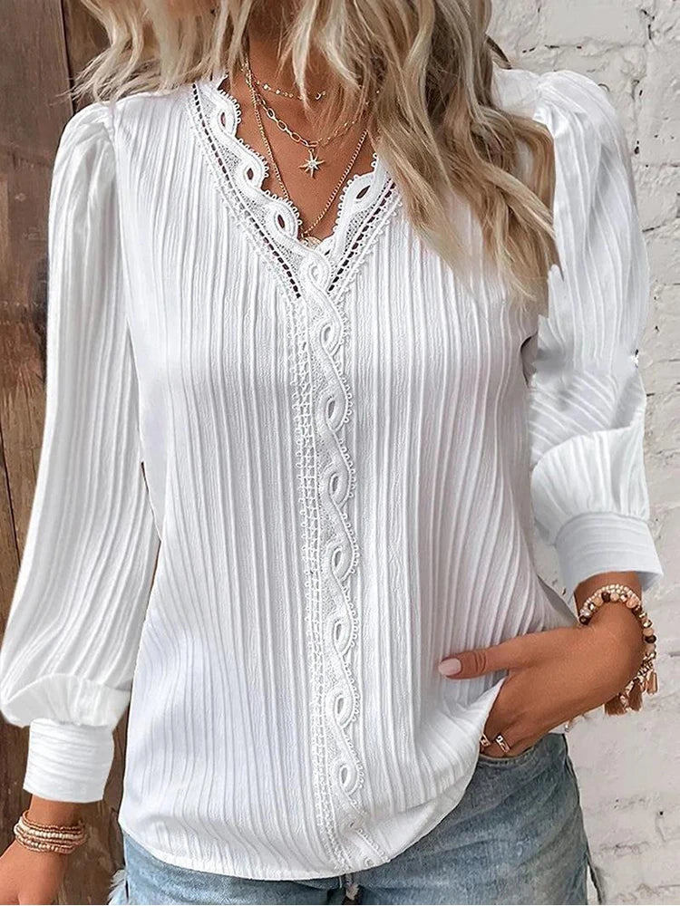 Women's Blouse | Textured V-Neck Detail 0