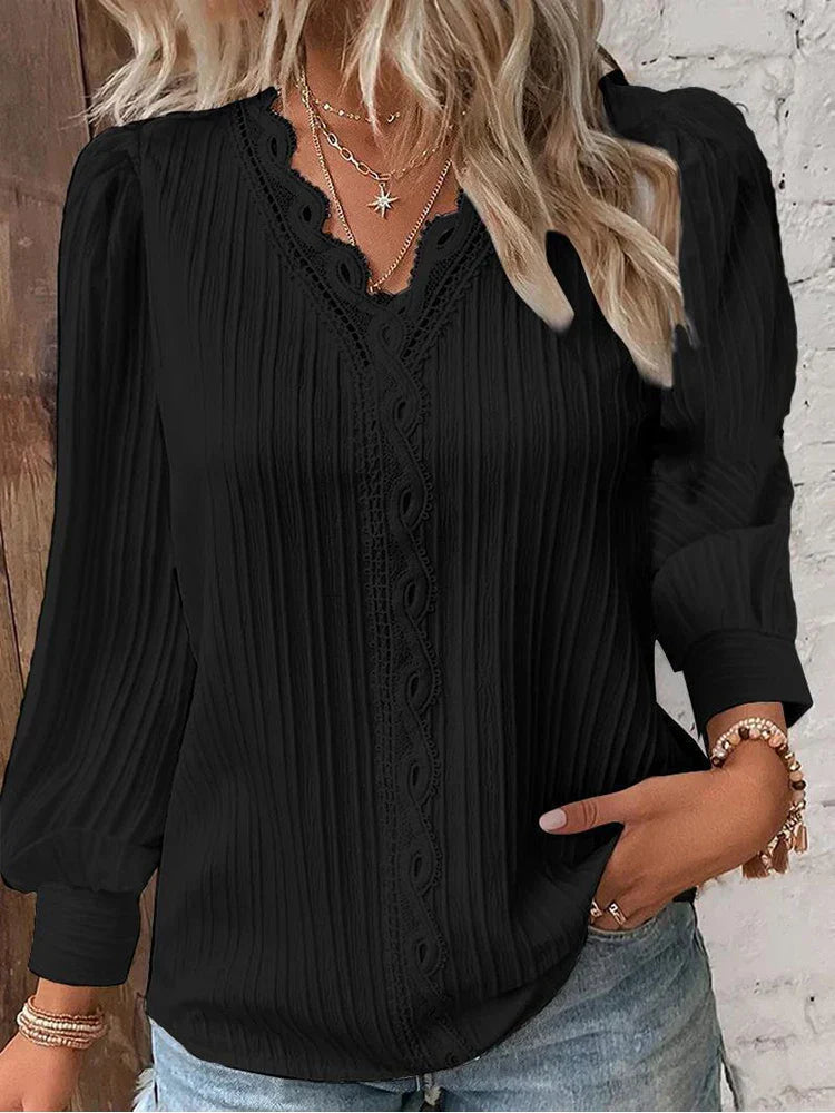 Women's Blouse | Textured V-Neck Detail 1