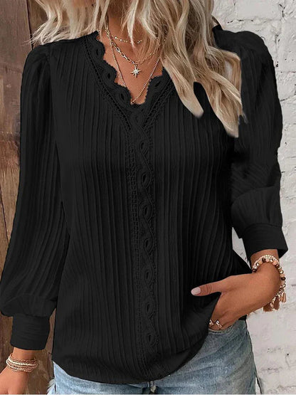 Women's Blouse | Textured V-Neck Detail 1
