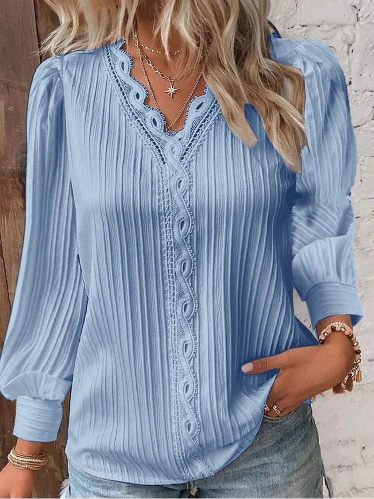 Women's Blouse | Textured V-Neck Detail 2