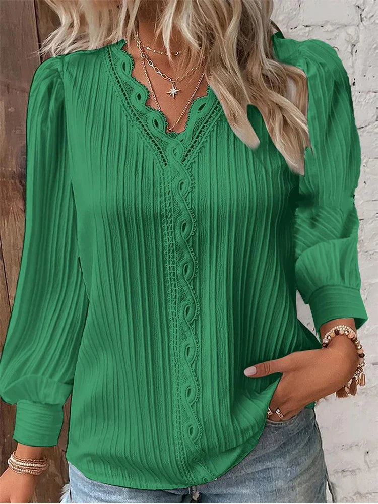 Women's Blouse | Textured V-Neck Detail 3