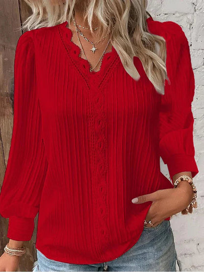 Women's Blouse | Textured V-Neck Detail 5