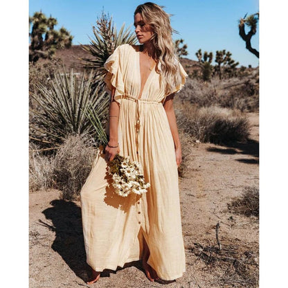 Women's Boho Maxi Dress with Relaxed Fit | Flowing Summer Dress for Beach and Evening | Lightweight Floor Length Gown 0