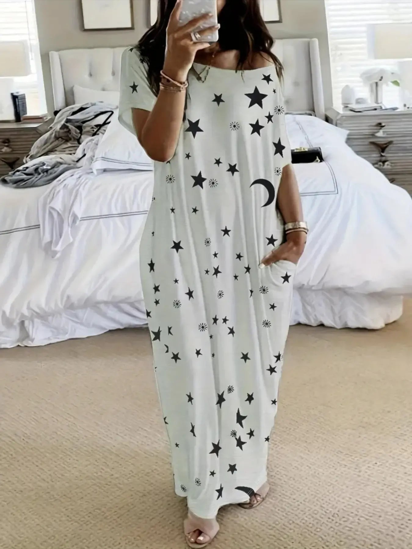 Women's Butterfly Heart Tie-Dye Nightgown with Pockets 2