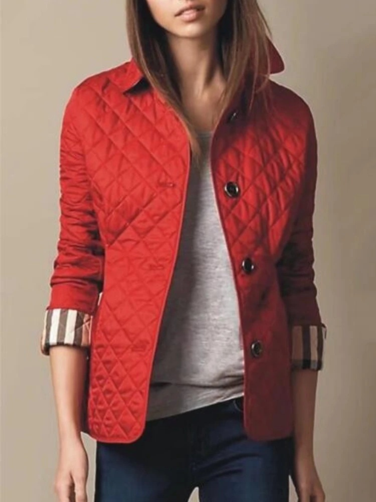Women’s Casual Quilted Jacket with Turned-Down Collar 5
