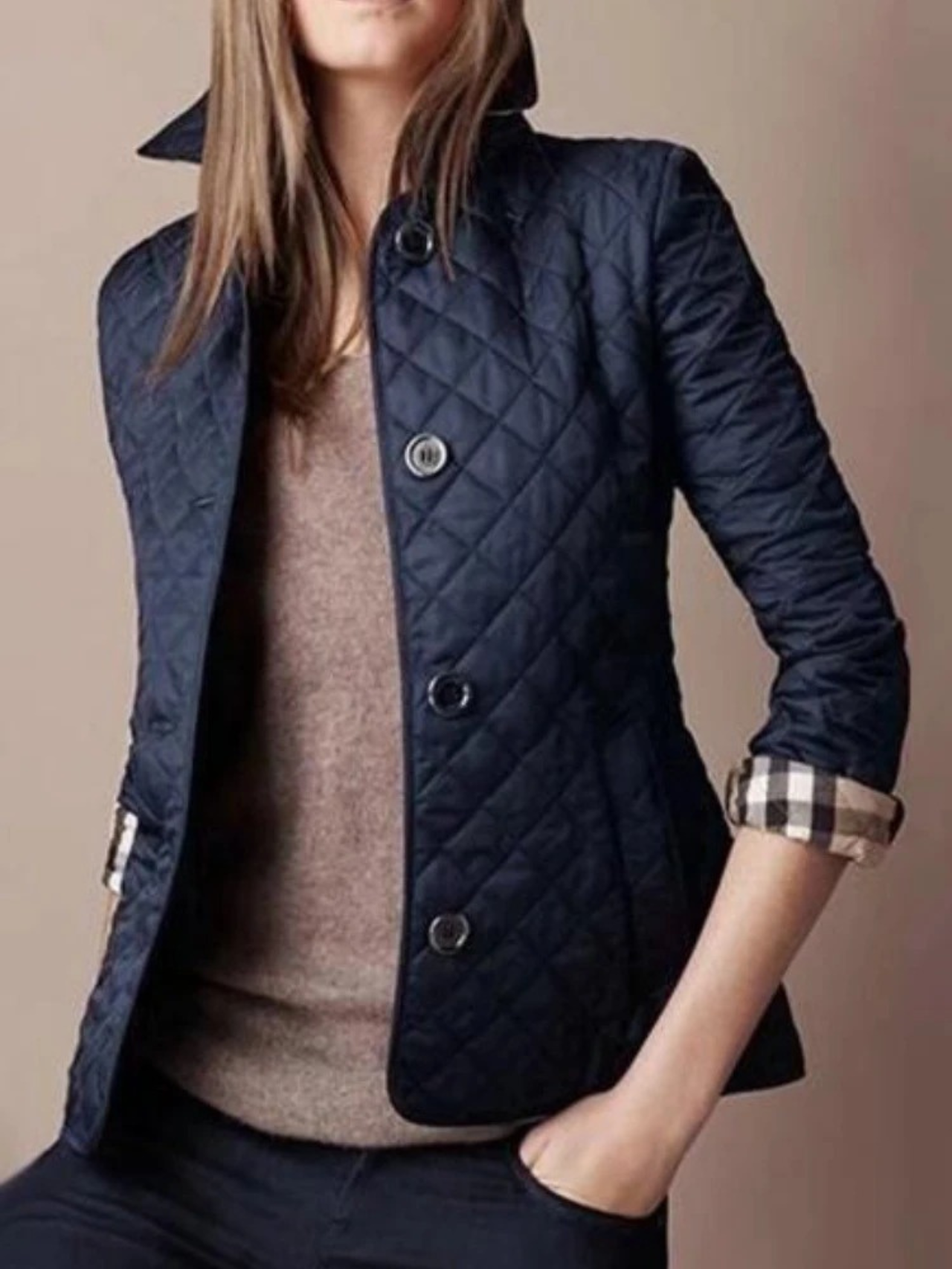 Women’s Casual Quilted Jacket with Turned-Down Collar 6