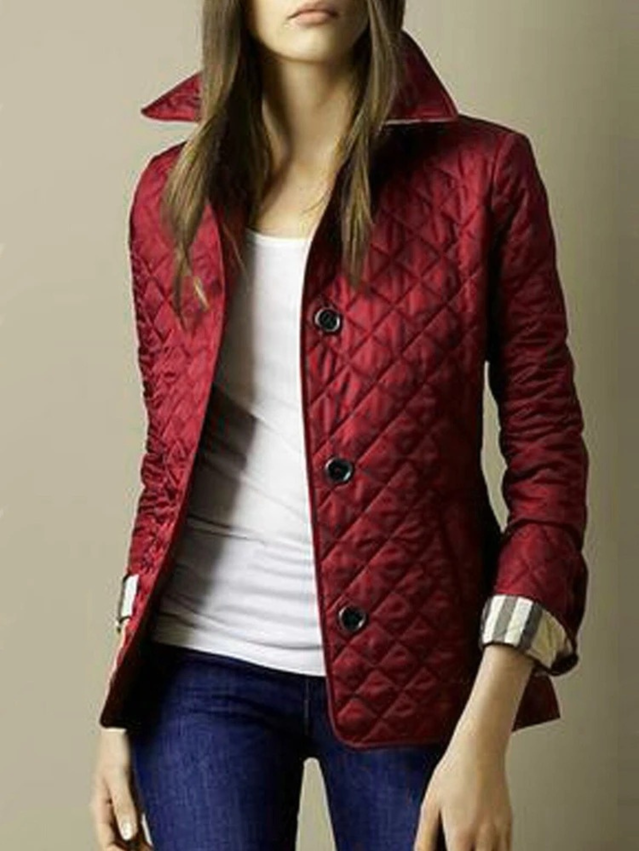Women’s Casual Quilted Jacket with Turned-Down Collar 7