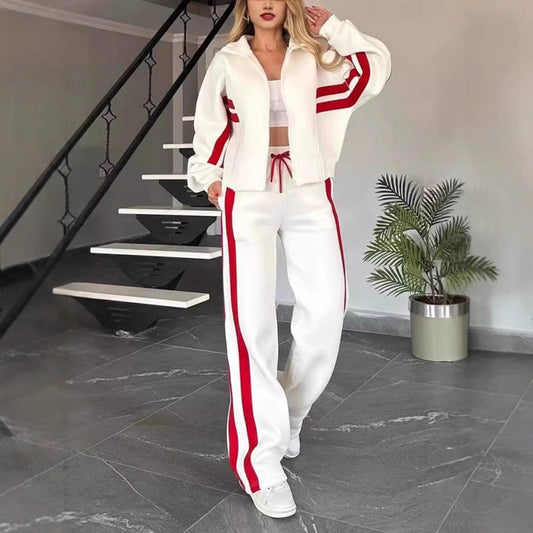 Women’s Contrast Stripe Zip Up Lounge Tracksuit Set 0