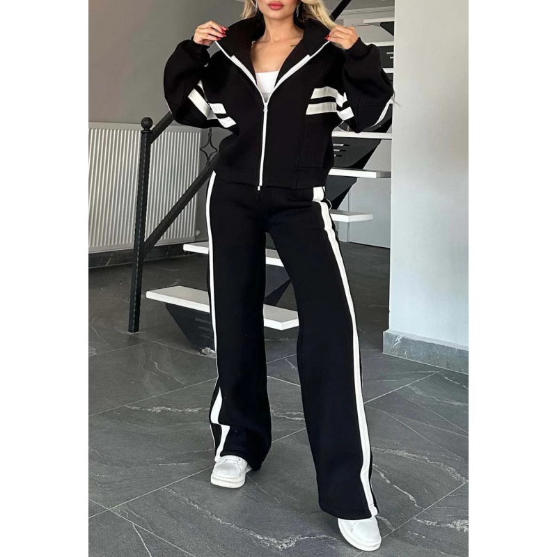 Women’s Contrast Stripe Zip Up Lounge Tracksuit Set 2