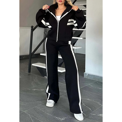 Women’s Contrast Stripe Zip Up Lounge Tracksuit Set 2