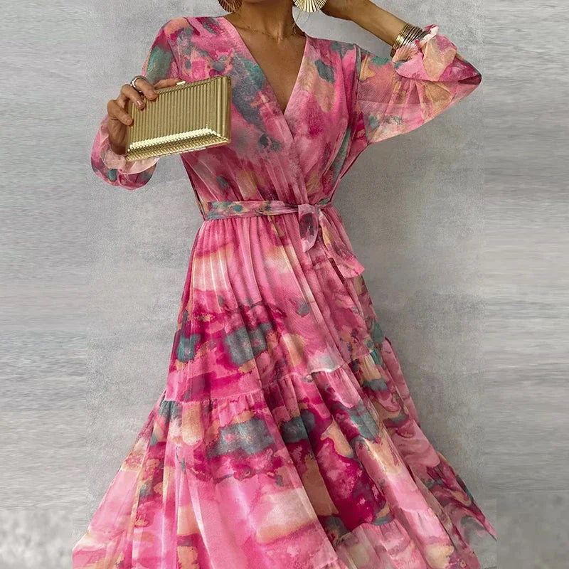 Women’s Dress | Floral Wrap Maxi with V-Neck 1
