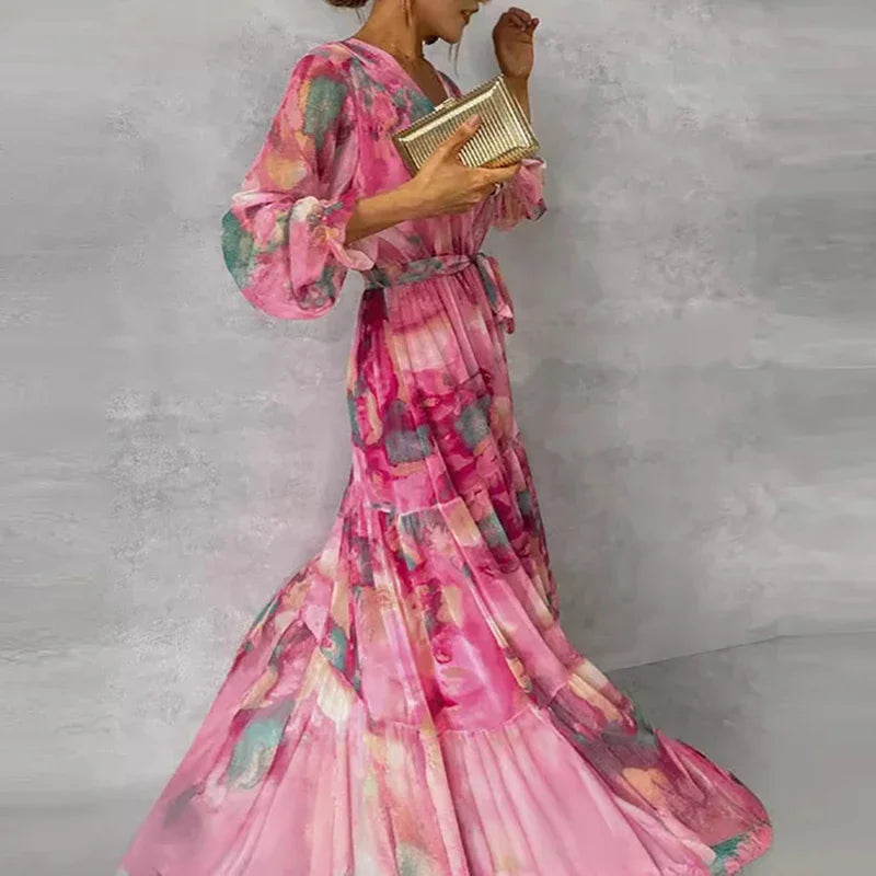 Women’s Dress | Floral Wrap Maxi with V-Neck 2