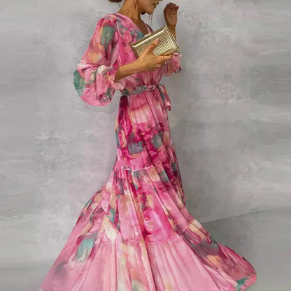 Women’s Dress | Floral Wrap Maxi with V-Neck 2